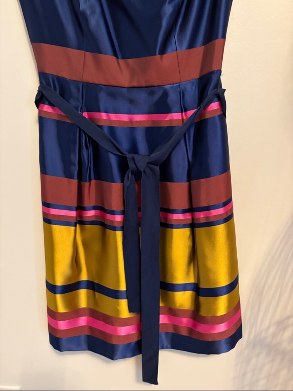 Trina Turk Navy, Mustard & Rust Striped Midi Dress - Picture 4 of 9